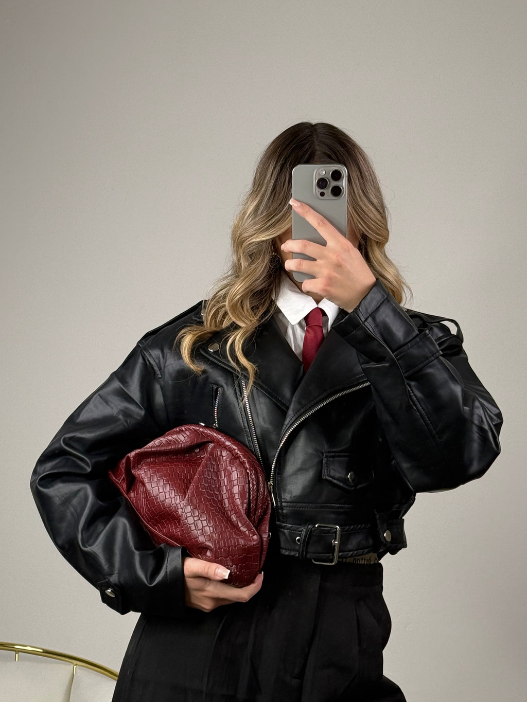 Giubbino di pelle modello crop