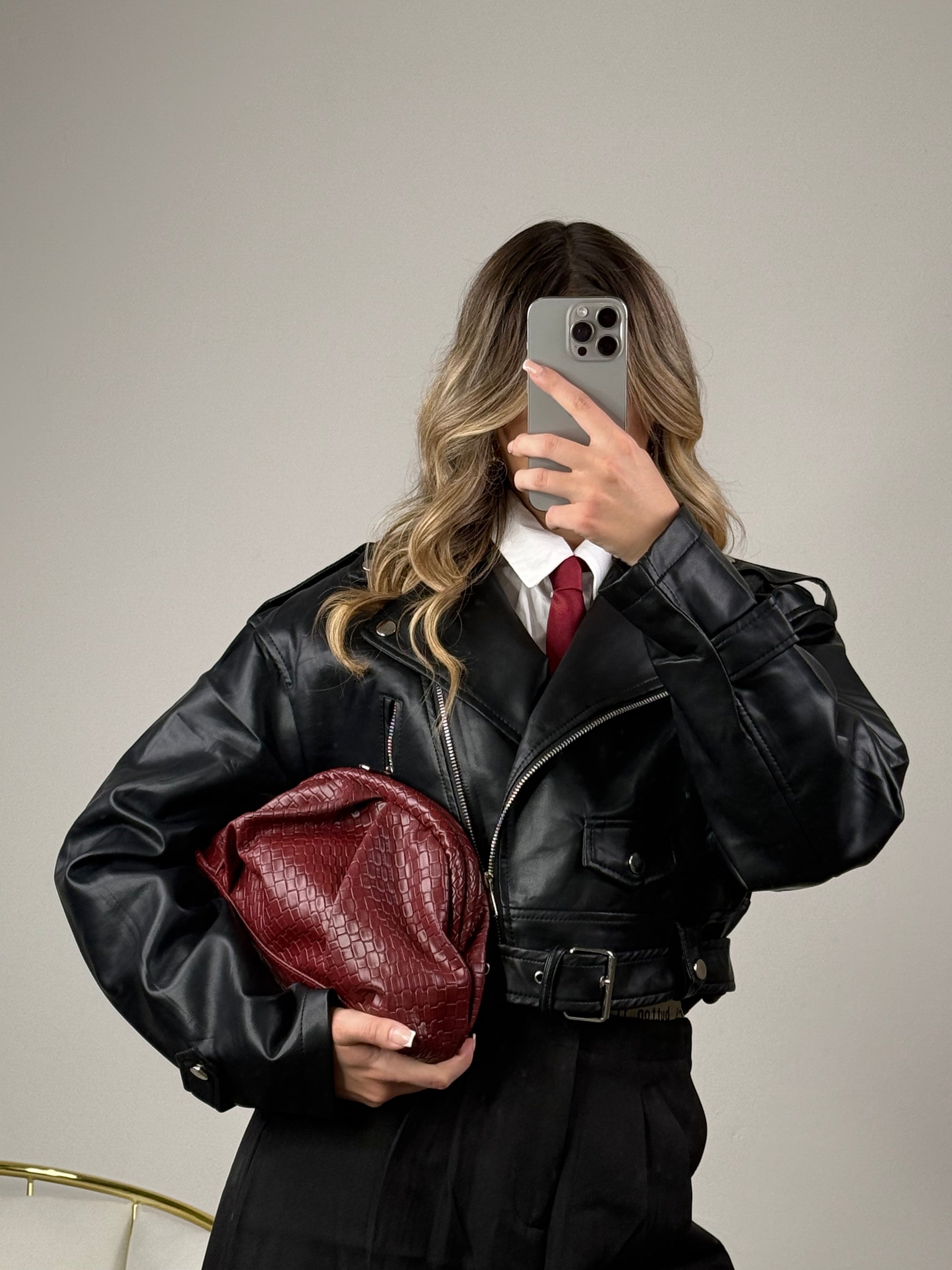 Giubbino di pelle modello crop