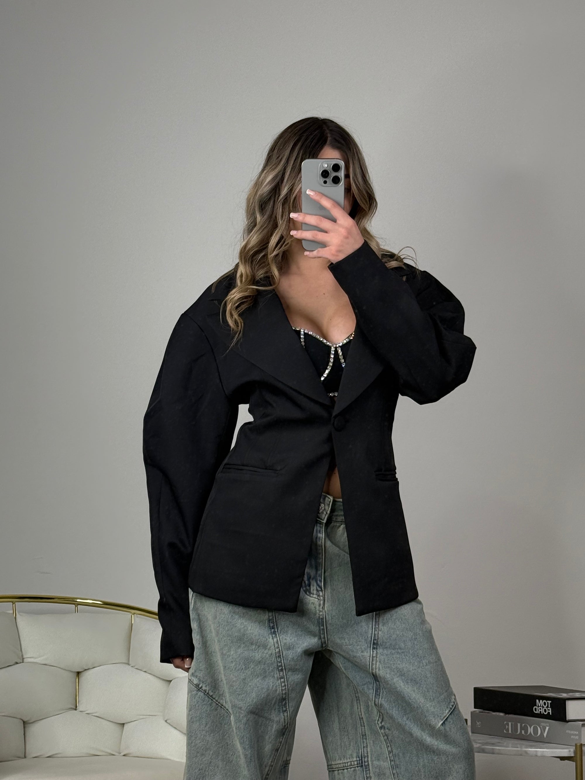 Blazer con maniche a sbuffo