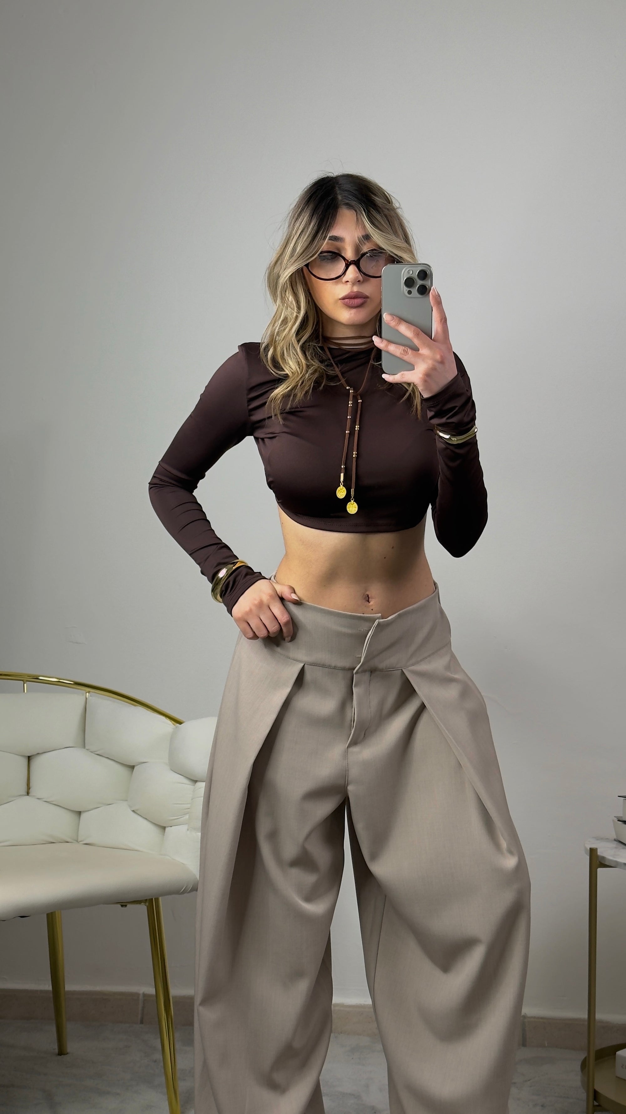 Crop top maniche lughe