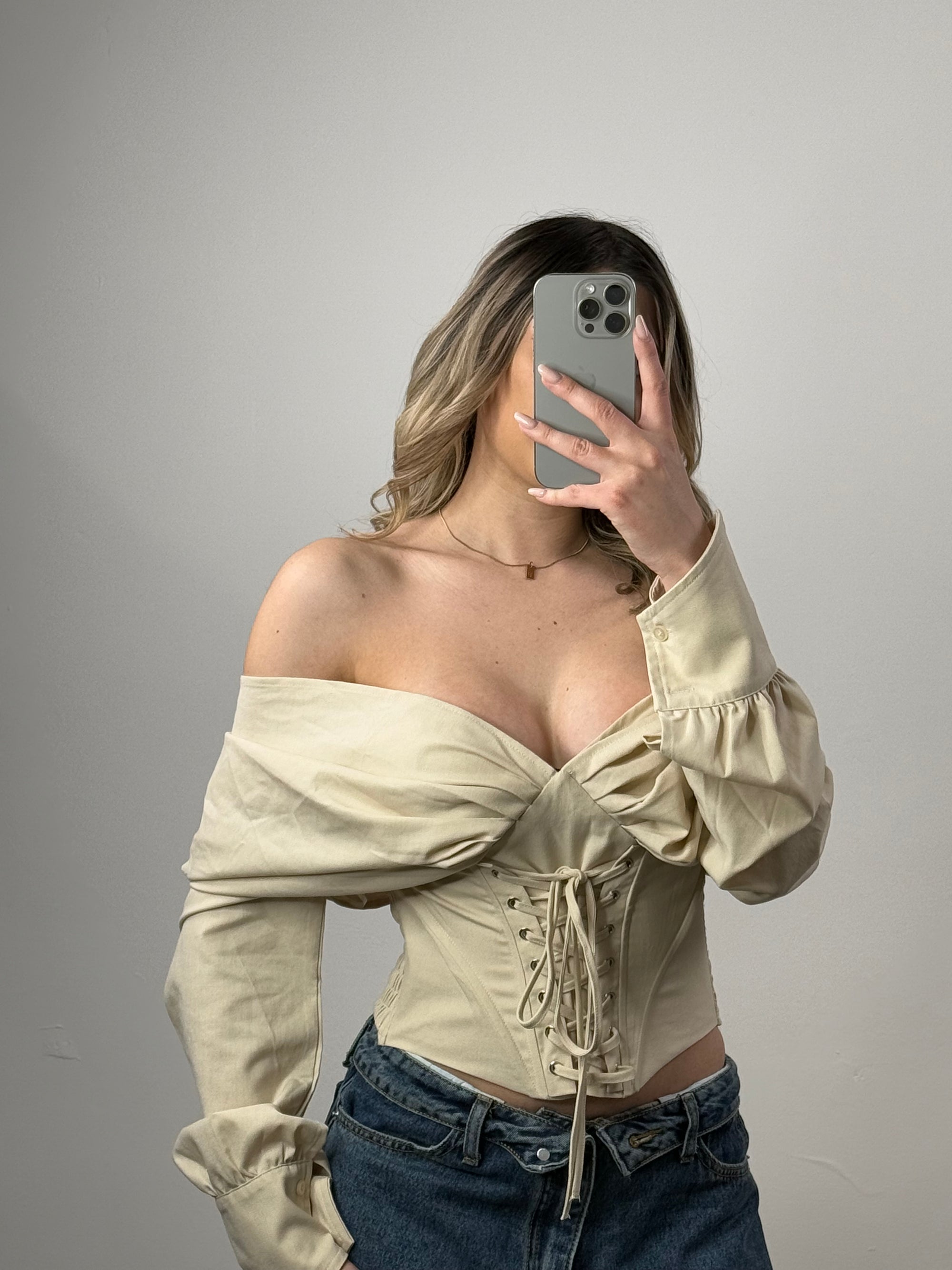 Blusa bustier con stringhe