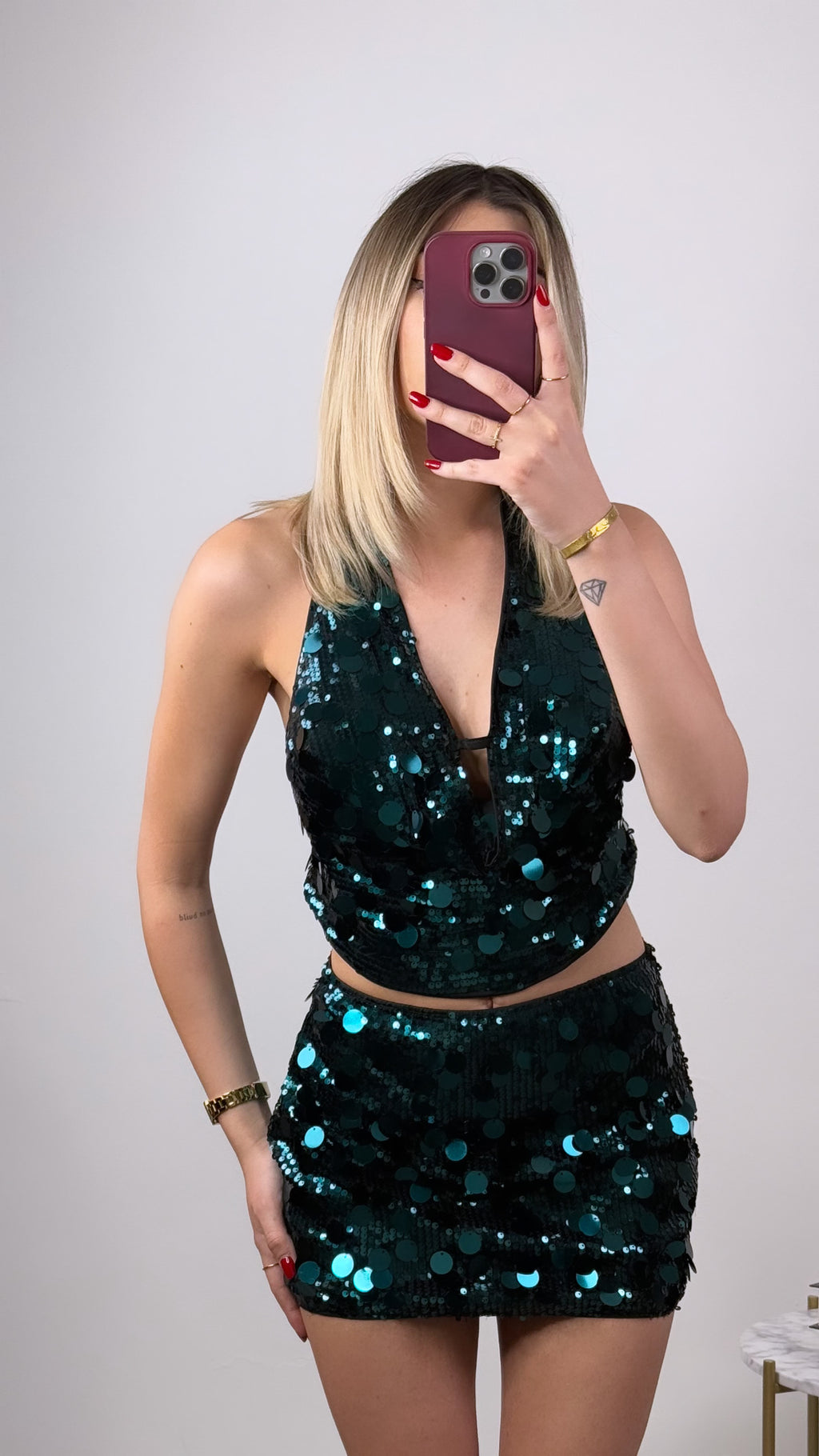 Coordinato Paillettes Petrolio