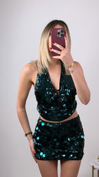 Coordinato Paillettes Petrolio