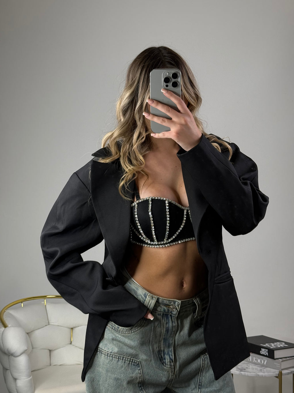 Blazer con maniche a sbuffo