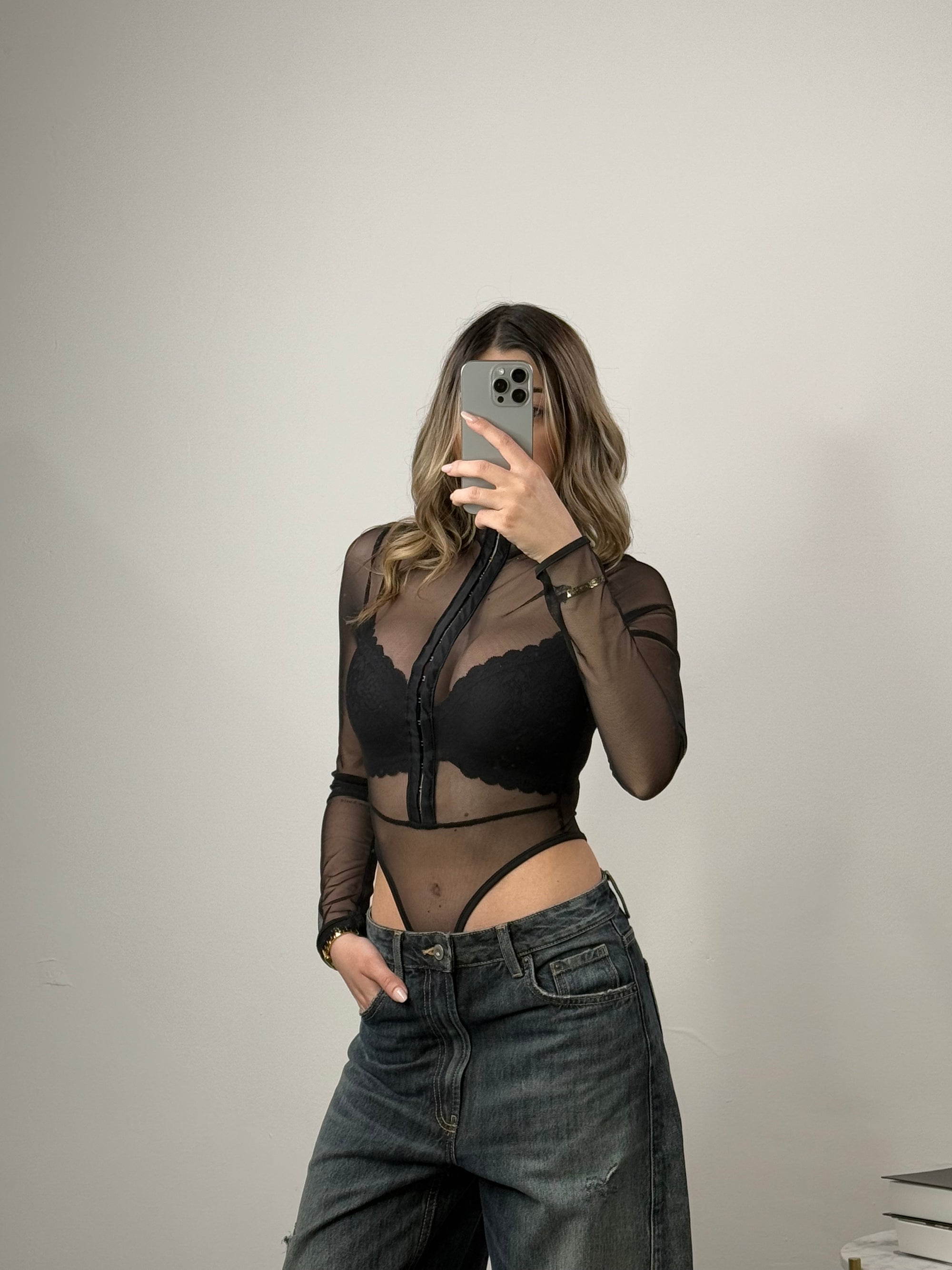 Body in tulle nero