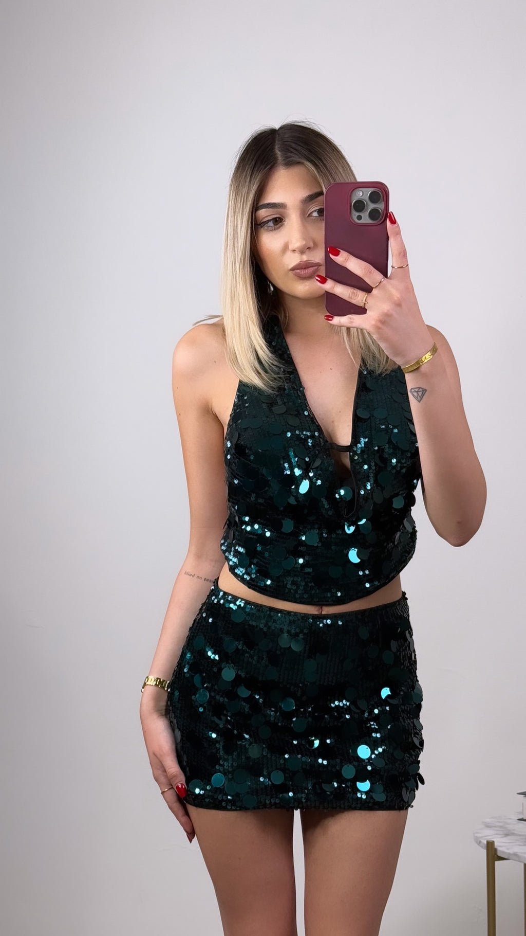 Coordinato Paillettes Petrolio
