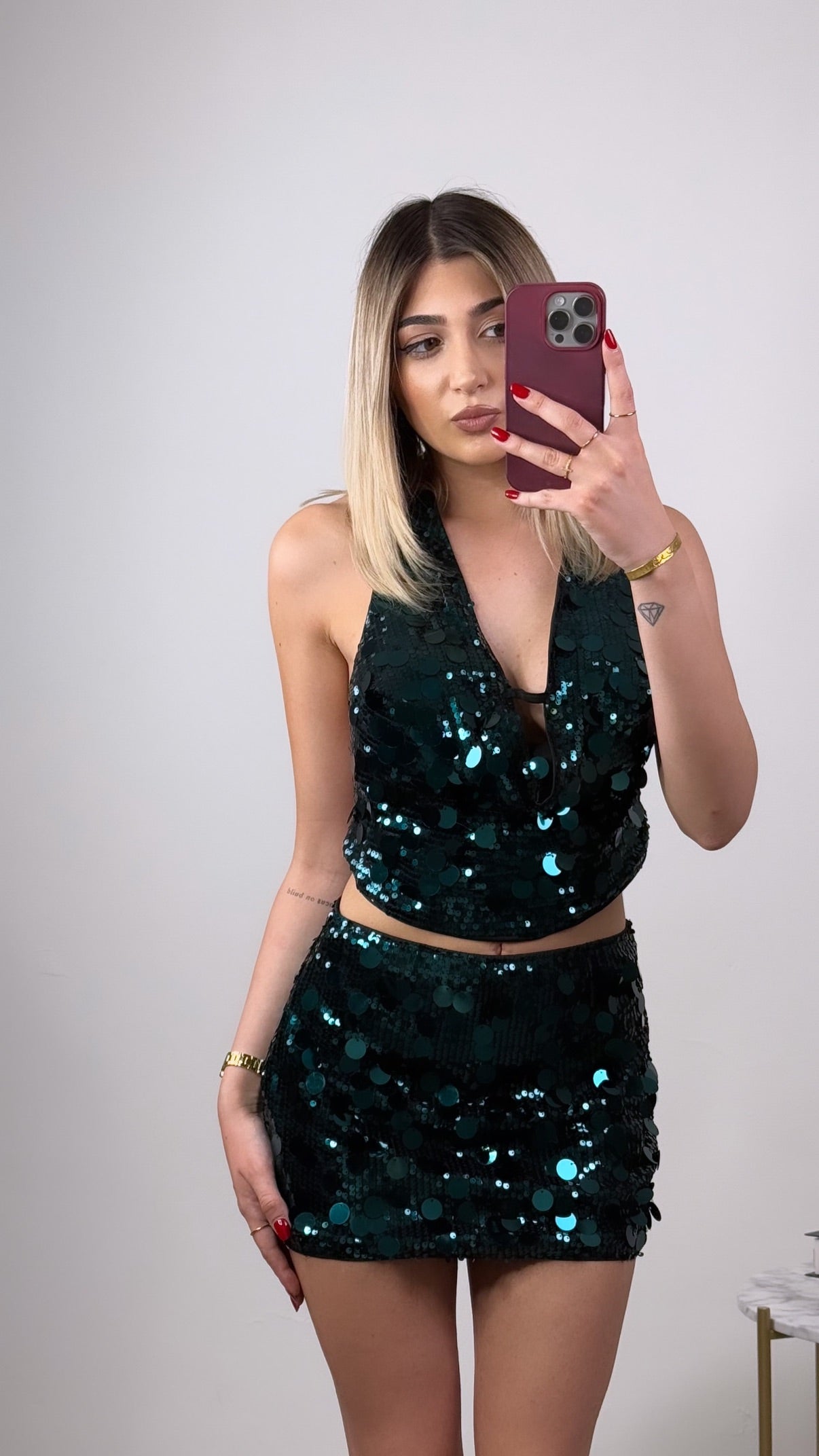 Coordinato Paillettes Petrolio