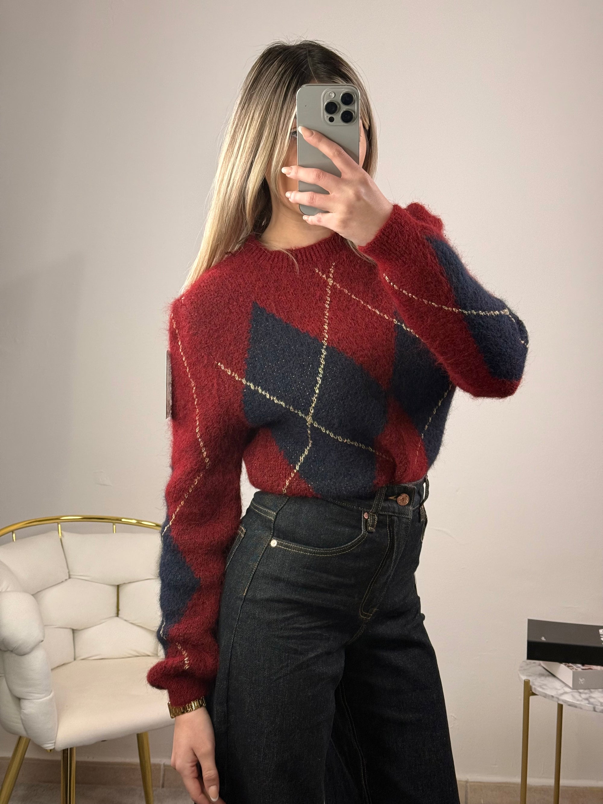 Maglione in lana rombi