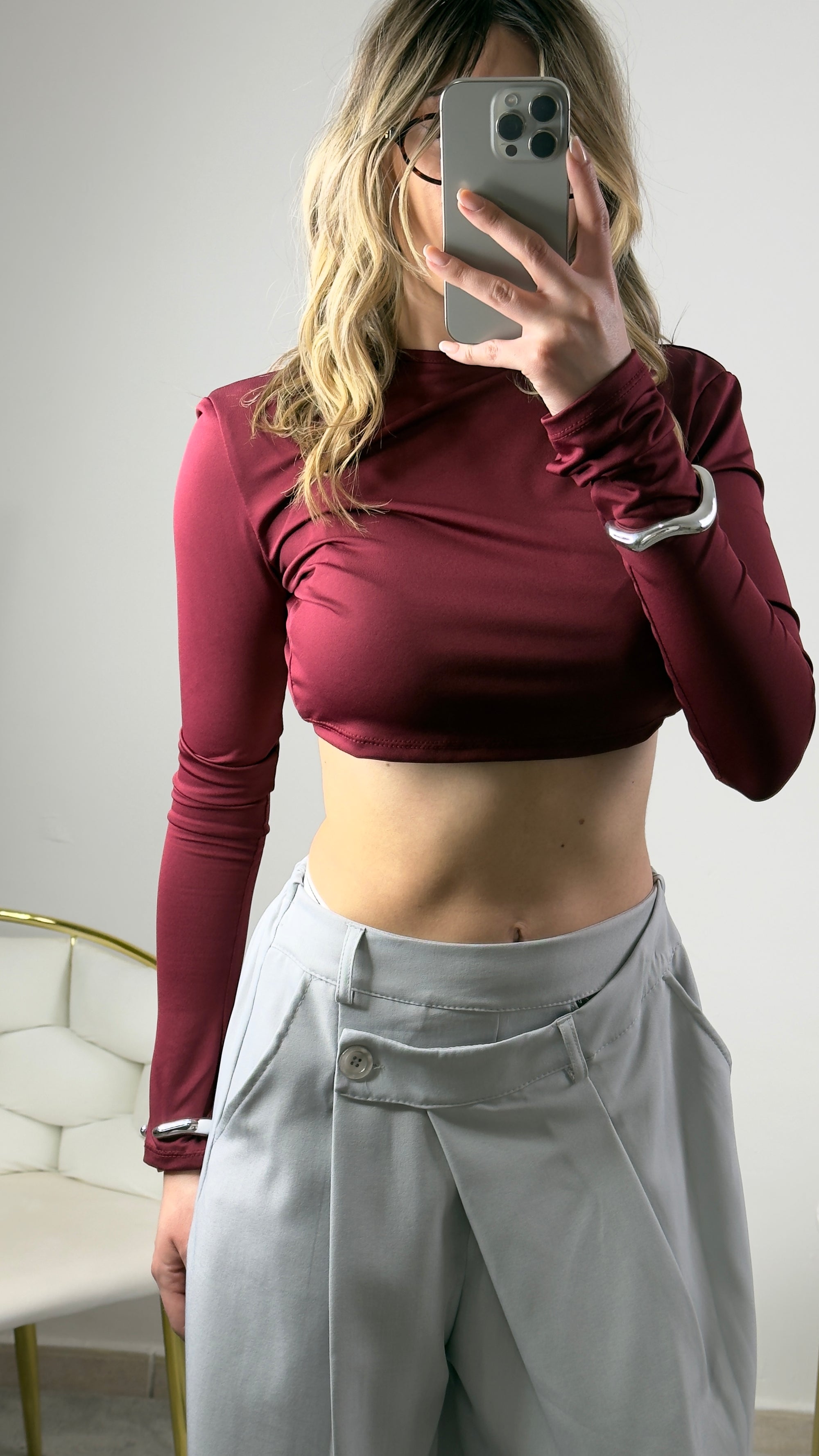 Crop top maniche lughe
