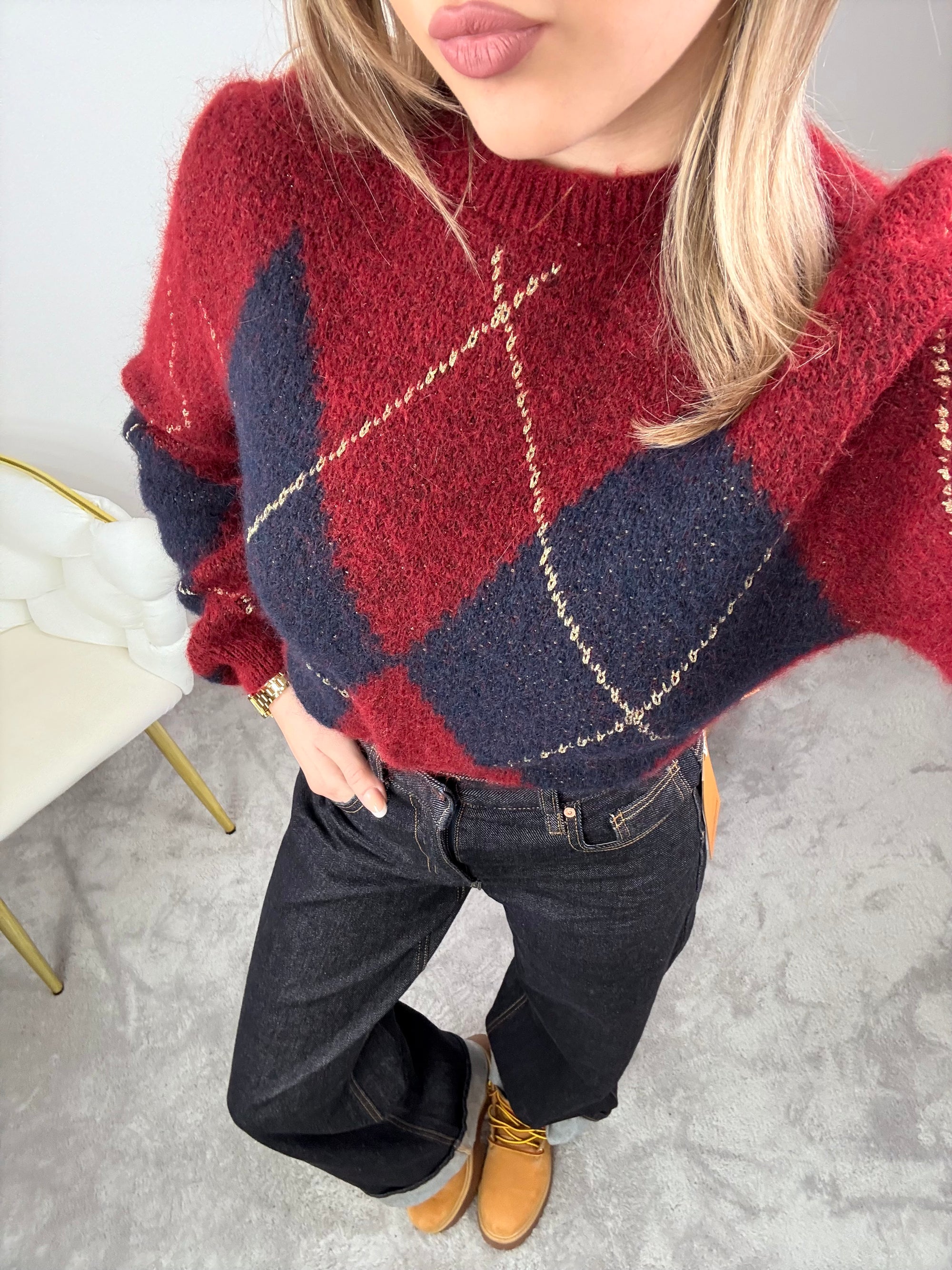 Maglione in lana rombi