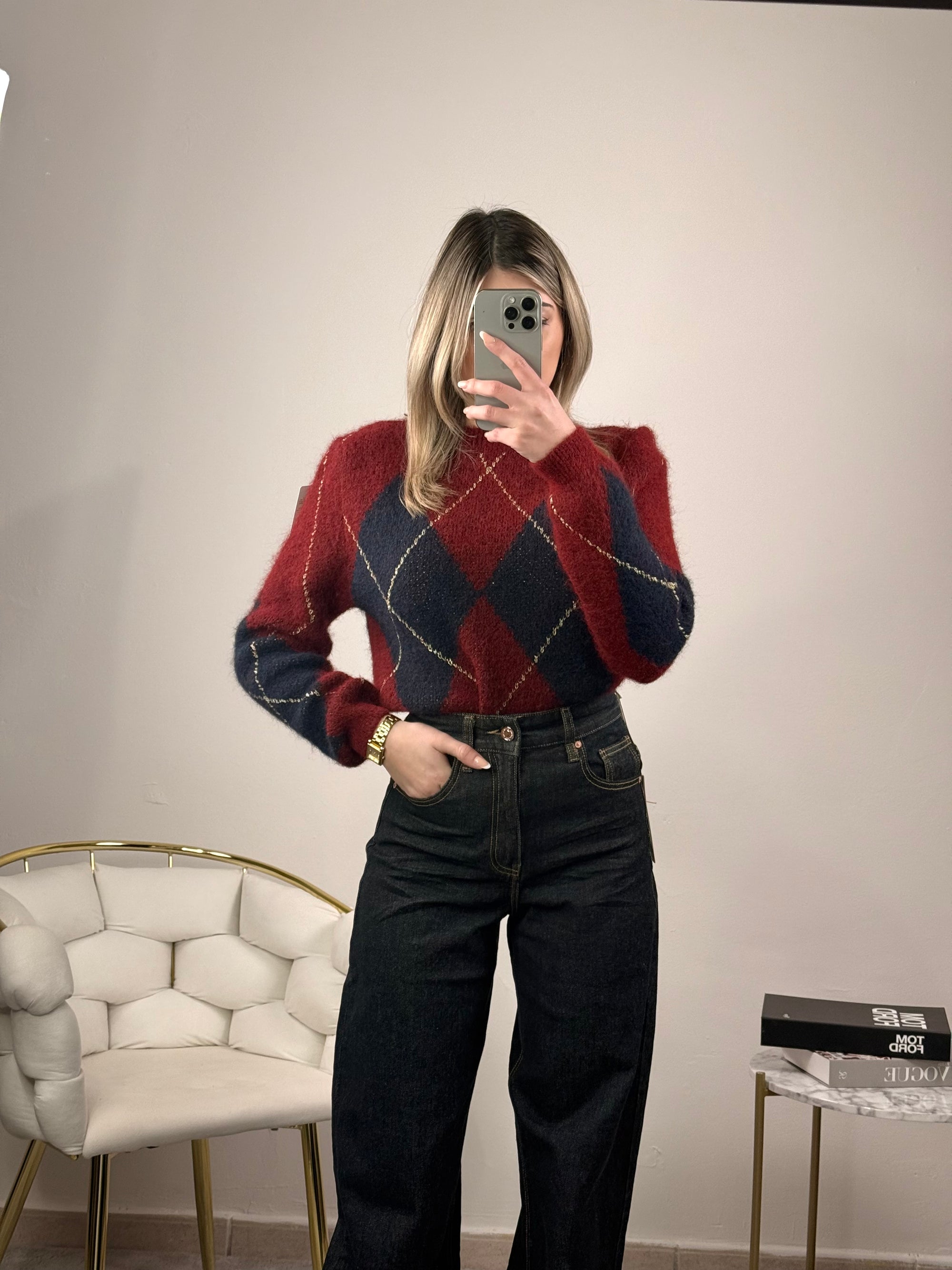Maglione in lana rombi