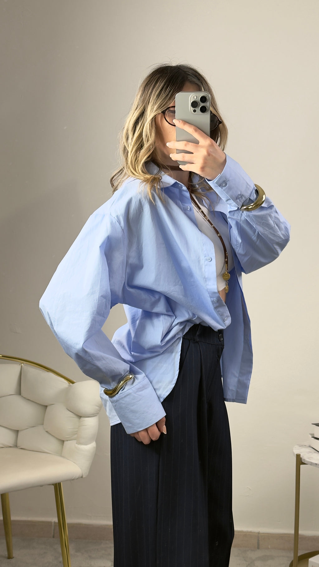 Camicia oversize azzurra