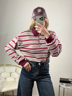 Felpa polo a righe