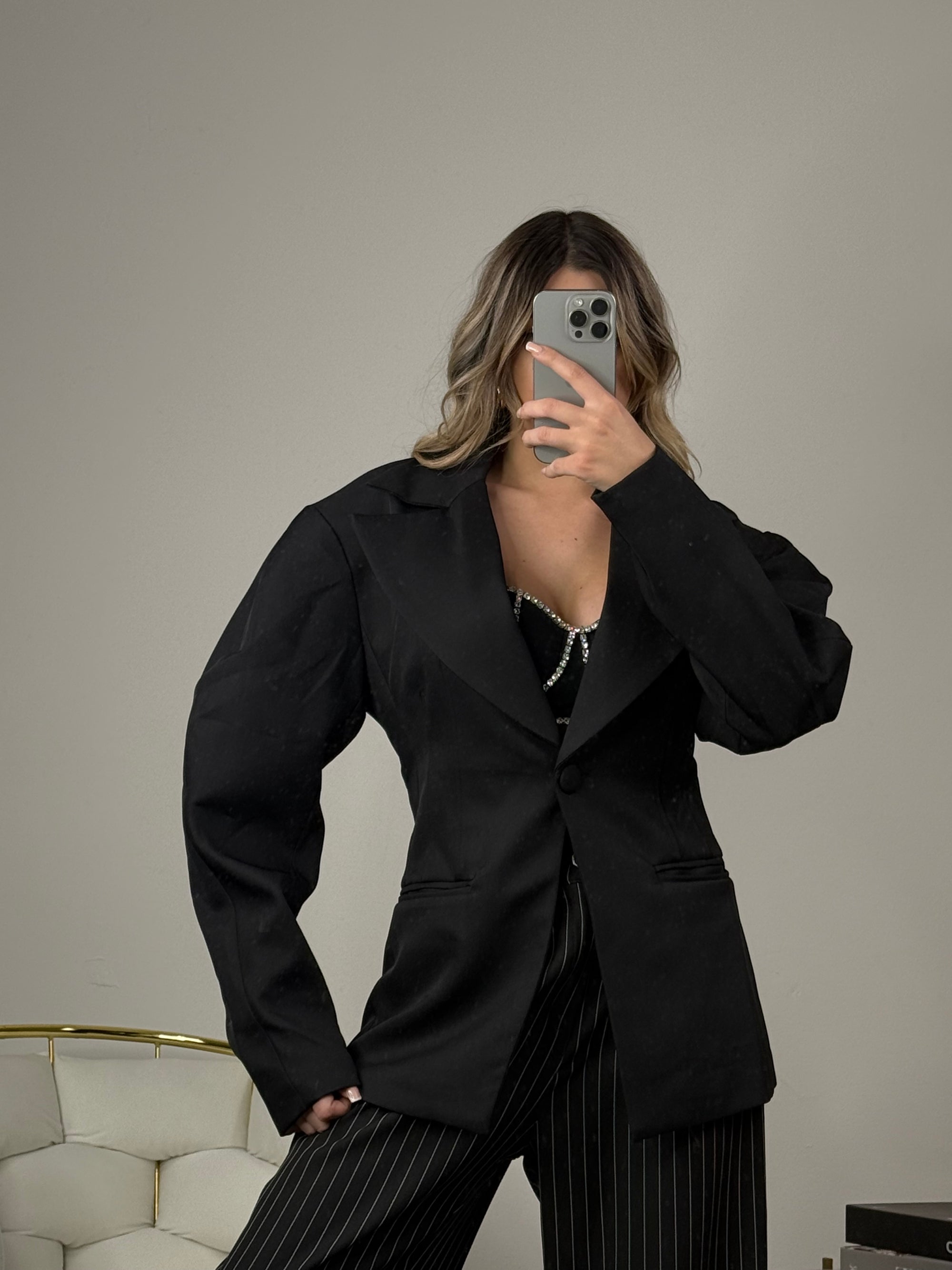 Blazer con maniche a sbuffo