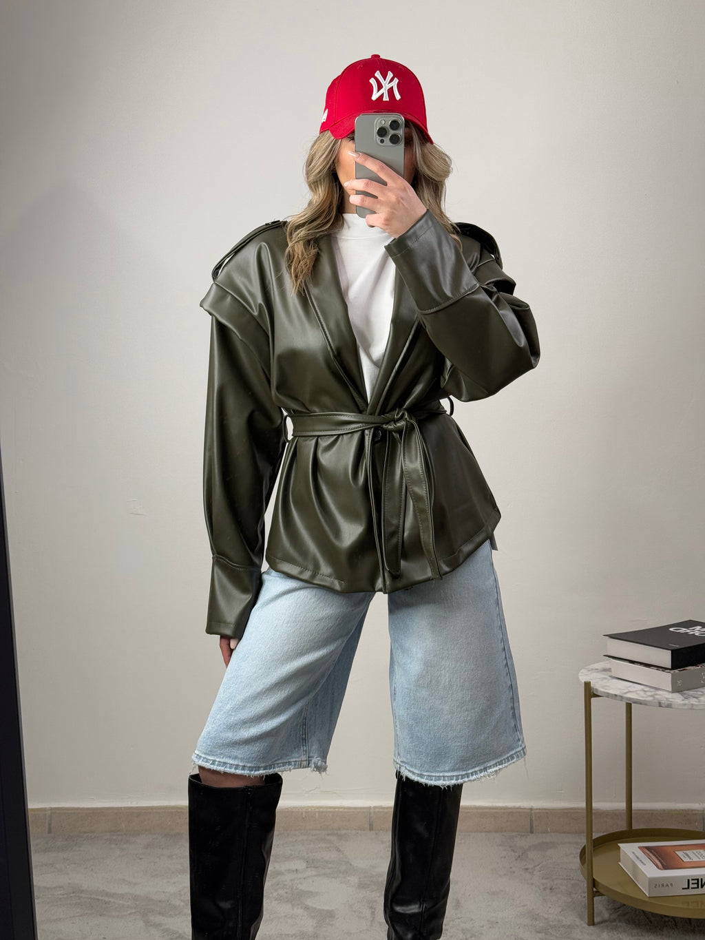 Giacca in Ecopelle con Cintura